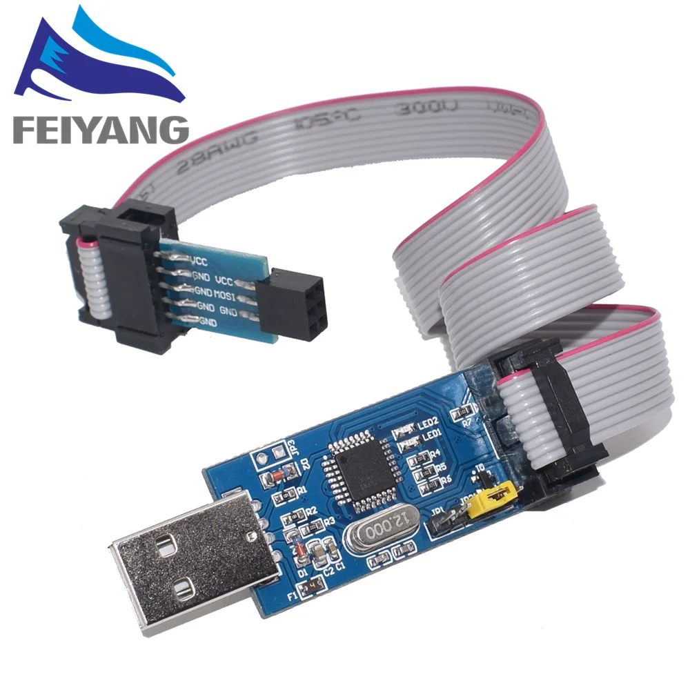 1 шт. 10Pin до 6 Pin плата адаптера+ USBASP USBISP AVR программист USB ATMEGA8 ATMEGA128 ATtiny/CAN/PWM 10Pin провода модуль DIY