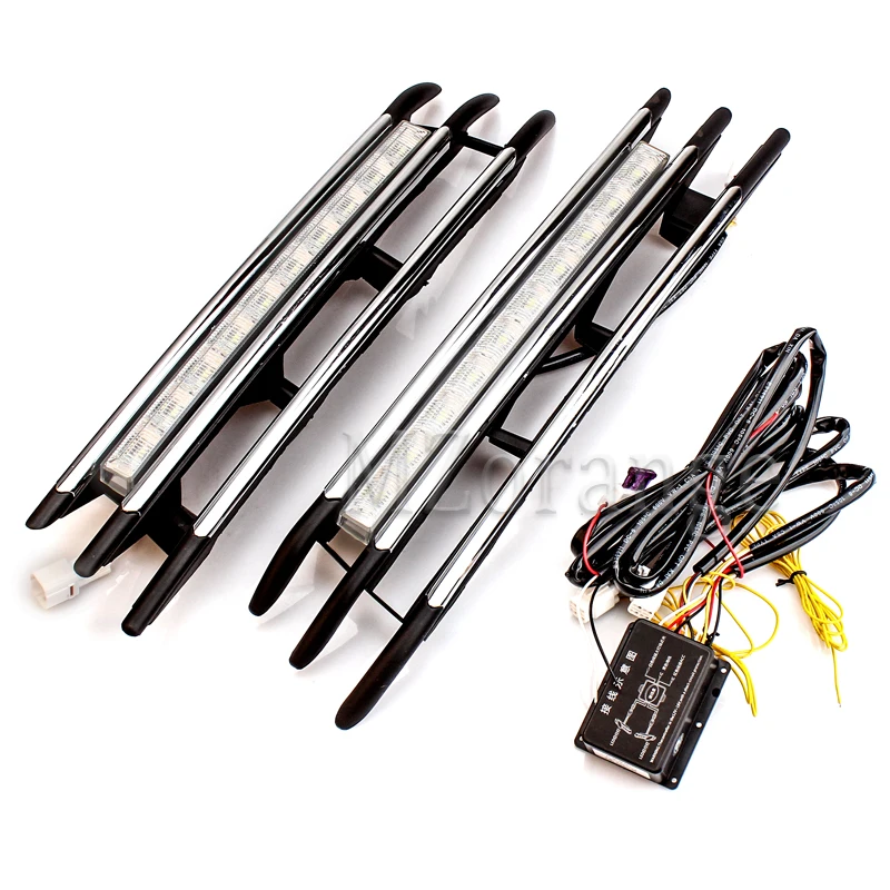 

1pc DRL LED Daytime Running Light Super Bright Waterproof 12v for VW For Touareg 2011-2014 with Yellow Turn Signal Light