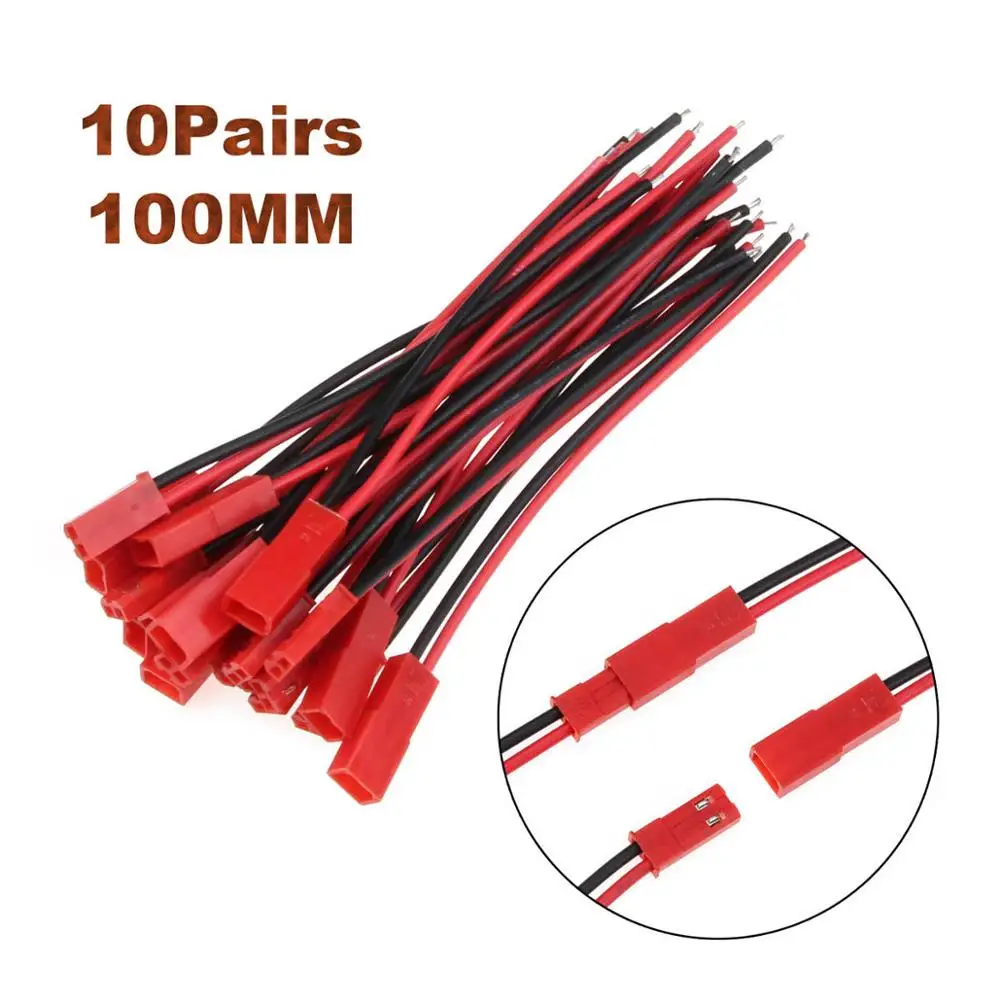 10Pairs 100MM 2/10 пар 100/150 мм 2-контактный разъем JST кабель мужской/женский разъемы для RC BEC батареи вертолет DIY FPV Дрон Квадрокоптер - Цвет: 10Pairs 100MM