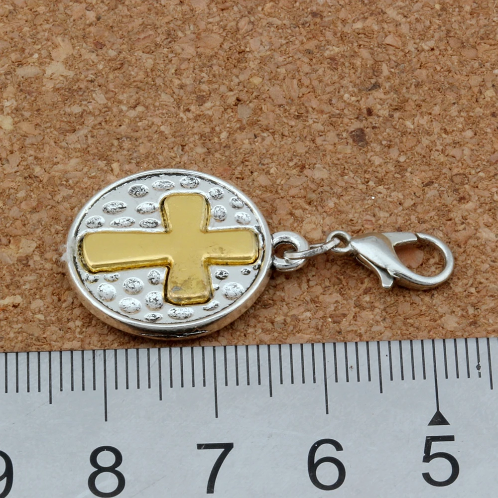 50Pcs Crucifix Cross Religion Alloy Charms Bead With Lobster Clasp Fit Bracelet DIY  Jewelry 19.5x36mm A-265b