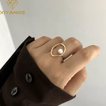 XIYANIKE 925 Sterling Silver Vintage Pearl Rings for Elegant Women Creative Geometric Party Accessories 2020 Fine Jewelry Gifts