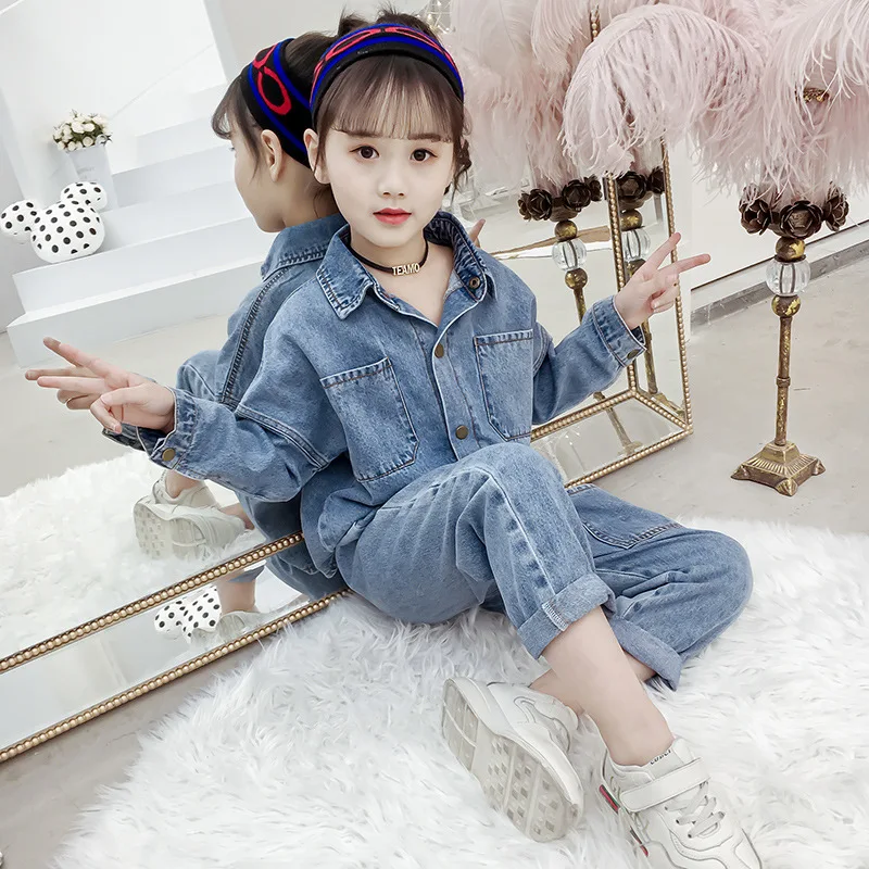 

Cn5324 Children Spring And Autumn Set 2019 New Style Big Boy Korean-style Girls-Year-Old Cowboy Little Girl Two-Piece Set