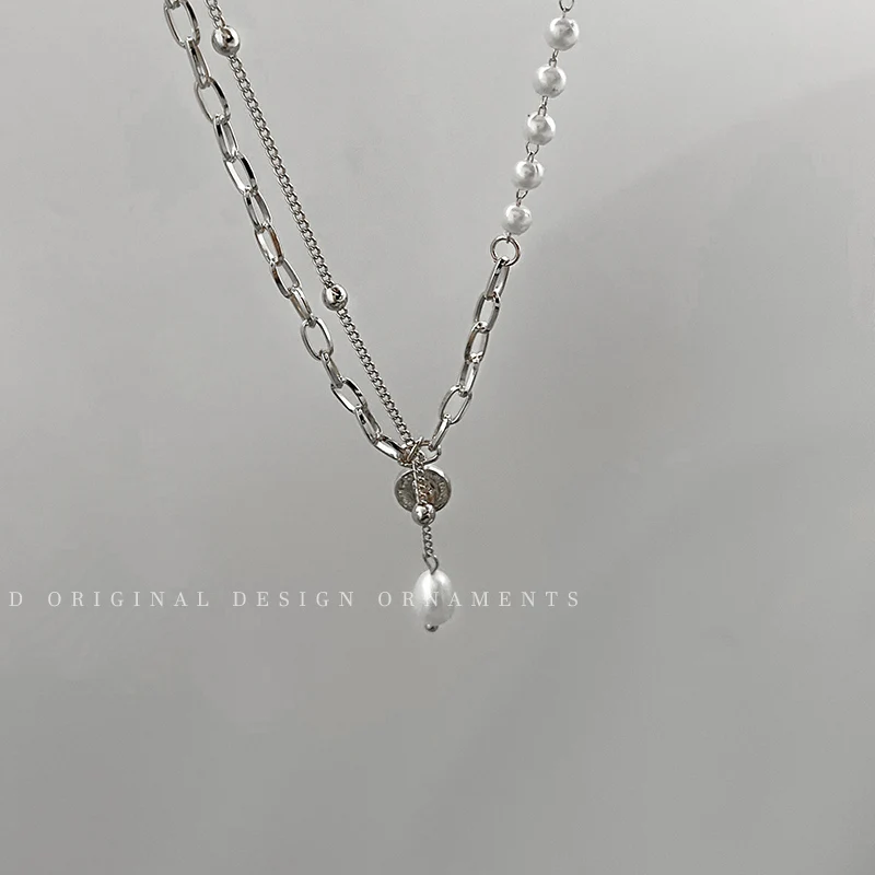 2021 New Korean Fashion Dainty Pearl Necklace For Women Beaded Chain Cute Pearl Pendant Choker Vintage Jewelry On The Neck