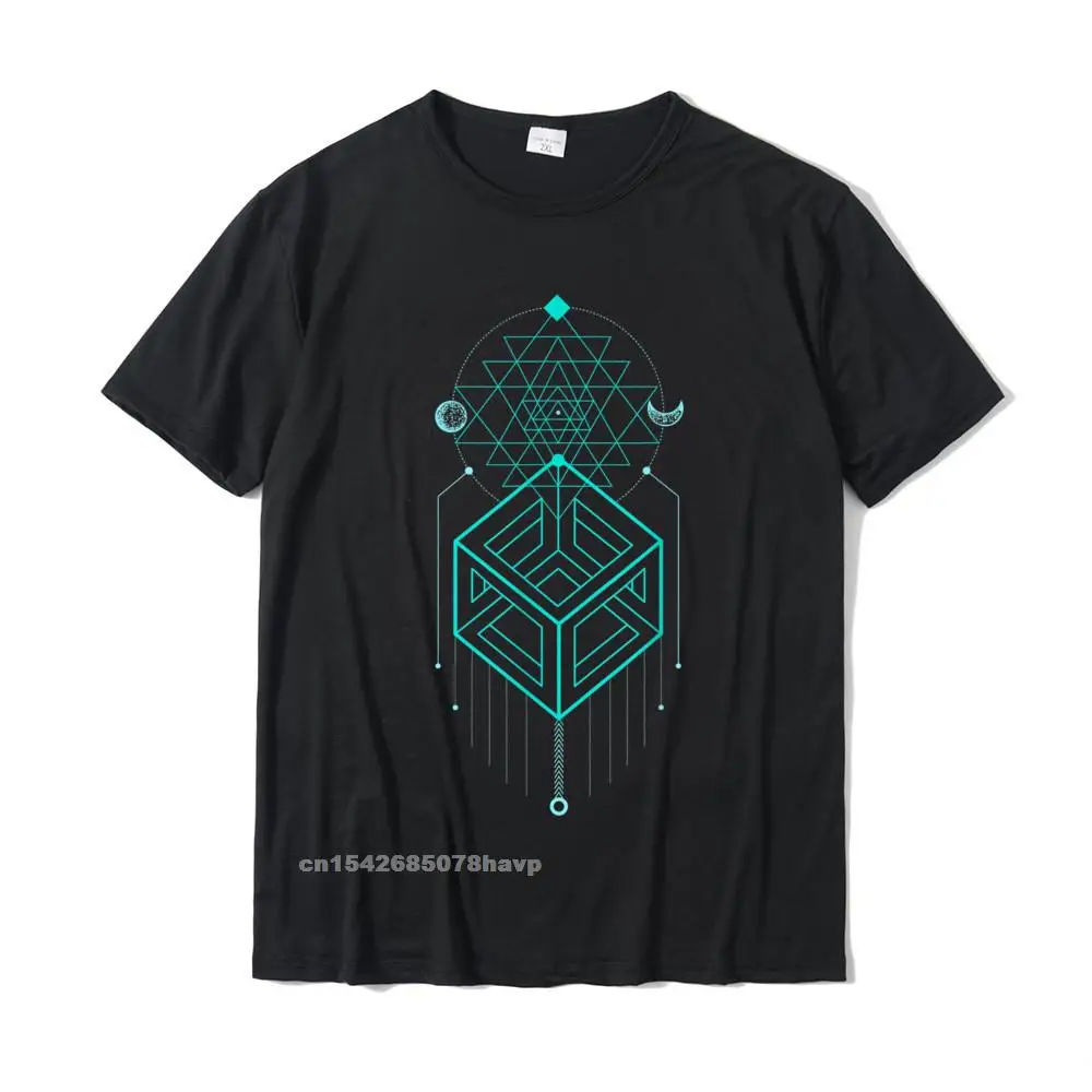 Design Printed T-Shirt Hip Hop Summer/Autumn Short Sleeve Crewneck Tops Tees 100% Cotton Man Street Top T-shirts Magic Cube Totem - Sacred Geometry T-Shirt__17810.Magic Cube Totem - Sacred Geometry T-Shirt  17810 black.
