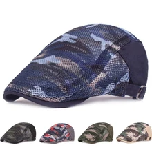 Мужские береты, кепка s, летняя сетчатая Лоскутная Регулируемая мужская плоская кепка остроконечная Кепка, камуфляжный берет, шляпа для взрослых, Ретро Кепка