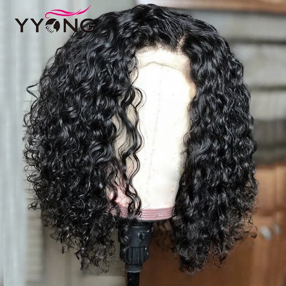 YYONG 13×4 Lace Front Wigs Deep Wave Short Bob Wig With Pre Plucked Hairline Topline Lace Wig
