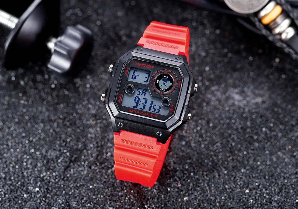 SANDA Брендовые мужские спортивные часы модные Chronos обратного отсчета мужские водонепроницаемые светодиодный цифровые часы мужские военные часы Relogio Masculino