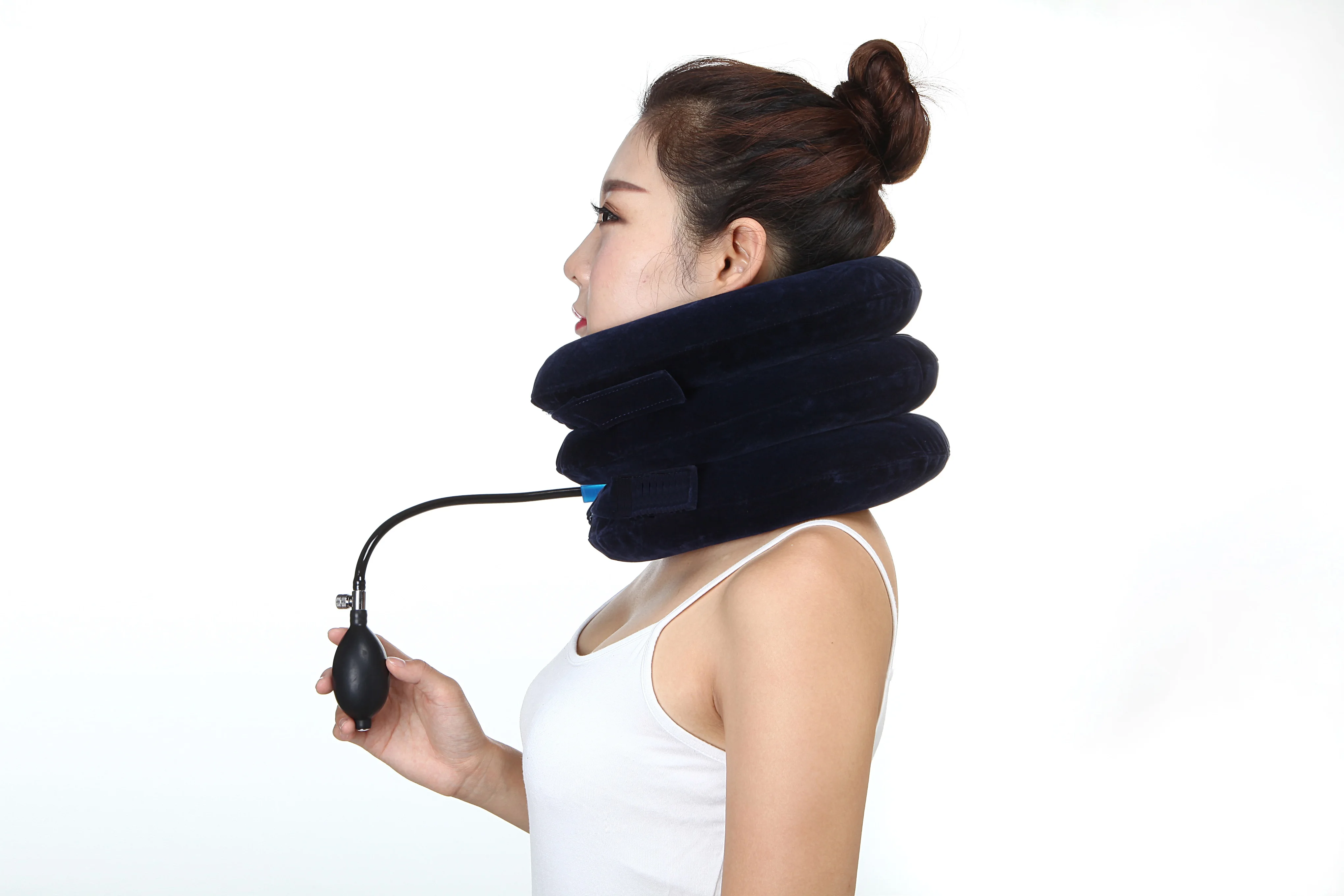 Almohada de cuello en U almohada inflable de aire cuello Cervical hombro Tractor dolor relajarse apoyo masajeador coj�n de tracc
