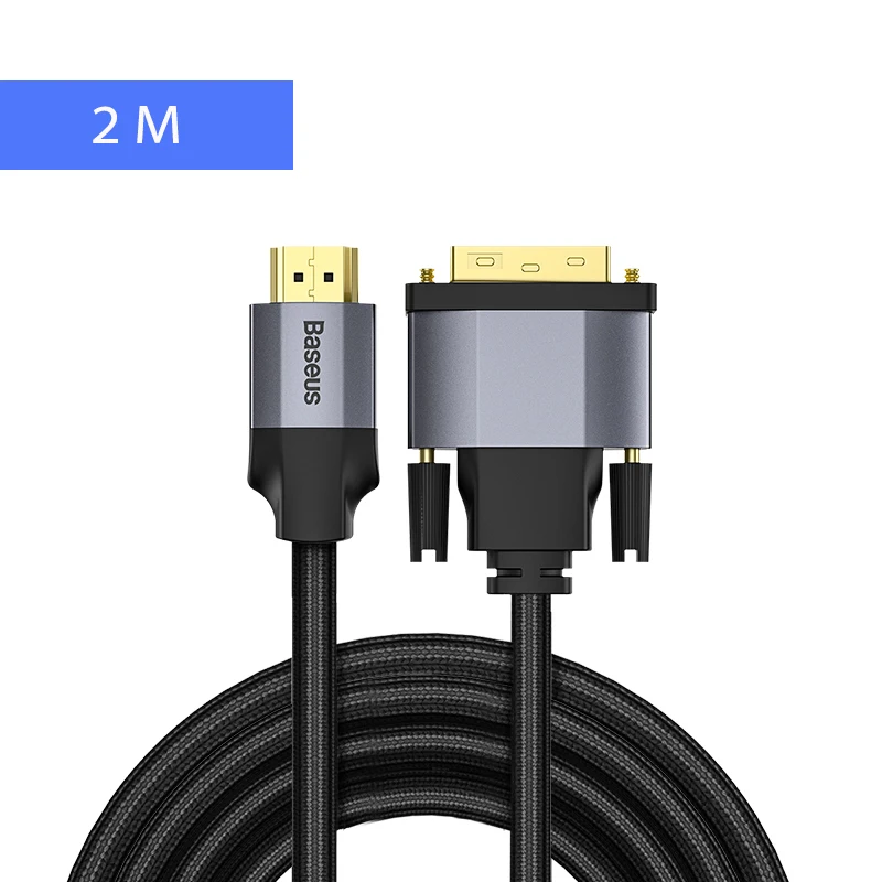 Baseus 4KHD DVI к HDMI Calbe мужчин и мужчин двусторонний HDMI к DVI адаптер конвертер для PS4 PC HDTV проектор - Цвет: 2M