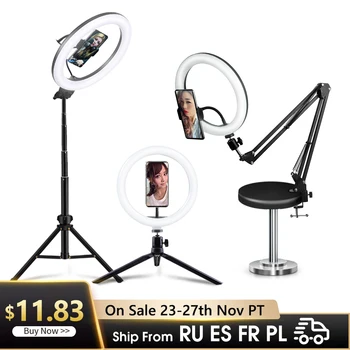 

Selfie Ring Light Photography light led rim of lamp with mobile Holder large tripod stand for tik Youtube tiktok tok ringlight