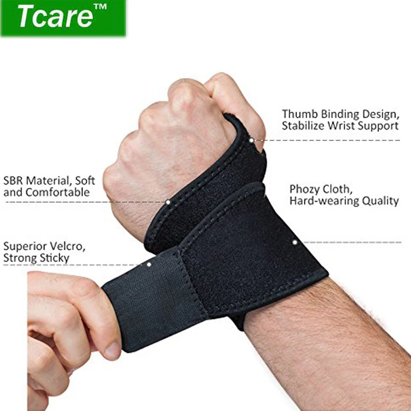 

Tcare 1Pcs Wrist Support Brace Wrap - Fits BOTH Hands and Helps with Carpal Tunnel, Arthritis, and Sprains for Sore Wrists