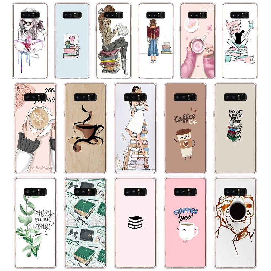88Aa Book Girl Heart Coffee Custodia Morbida In Silicone Tpu Cover Per Samsung Galaxy Note 4 5 8 10 Custodia Grand Prime S4 S5