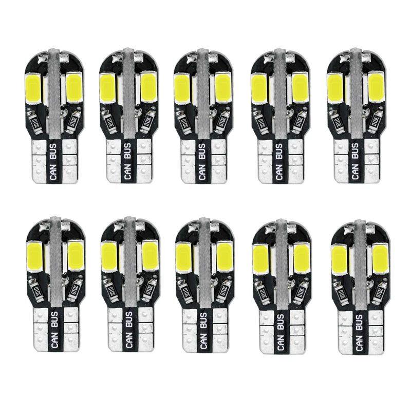 

10PCS T10 Led Car Interior Bulb Canbus Error T10 White 5730 8SMD LED 12V Car Side Wedge Light White Lamp Bulb