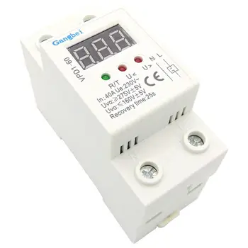 

2P 40A 220V automatic reconnect over voltage and under voltage protection protective device relay with Voltmeter voltage monitor