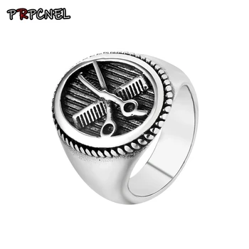 

Drop Ship US Size 7~13 Silver color Cool Barber Scissors Ring 316L Stainless Steel Jewelry Hairdressing Tools Style Ring