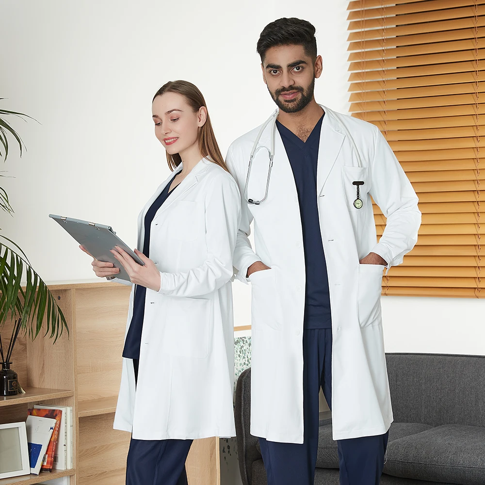 Women and Men Spa Lab Long Sleeve Dental Clinic Doctor Work Jacket White Dentist Workwear Medical Uniform New Price