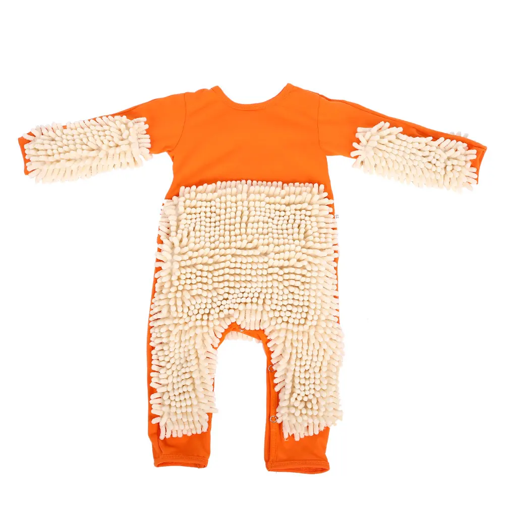 Orange white Детская швабра, Одежда для новорожденных, унисекс, комбинезон, креативный, милый, для уборки, Swob, милая, 4 размера, с длинным рукавом, домашняя одежда - Цвет: Orange white