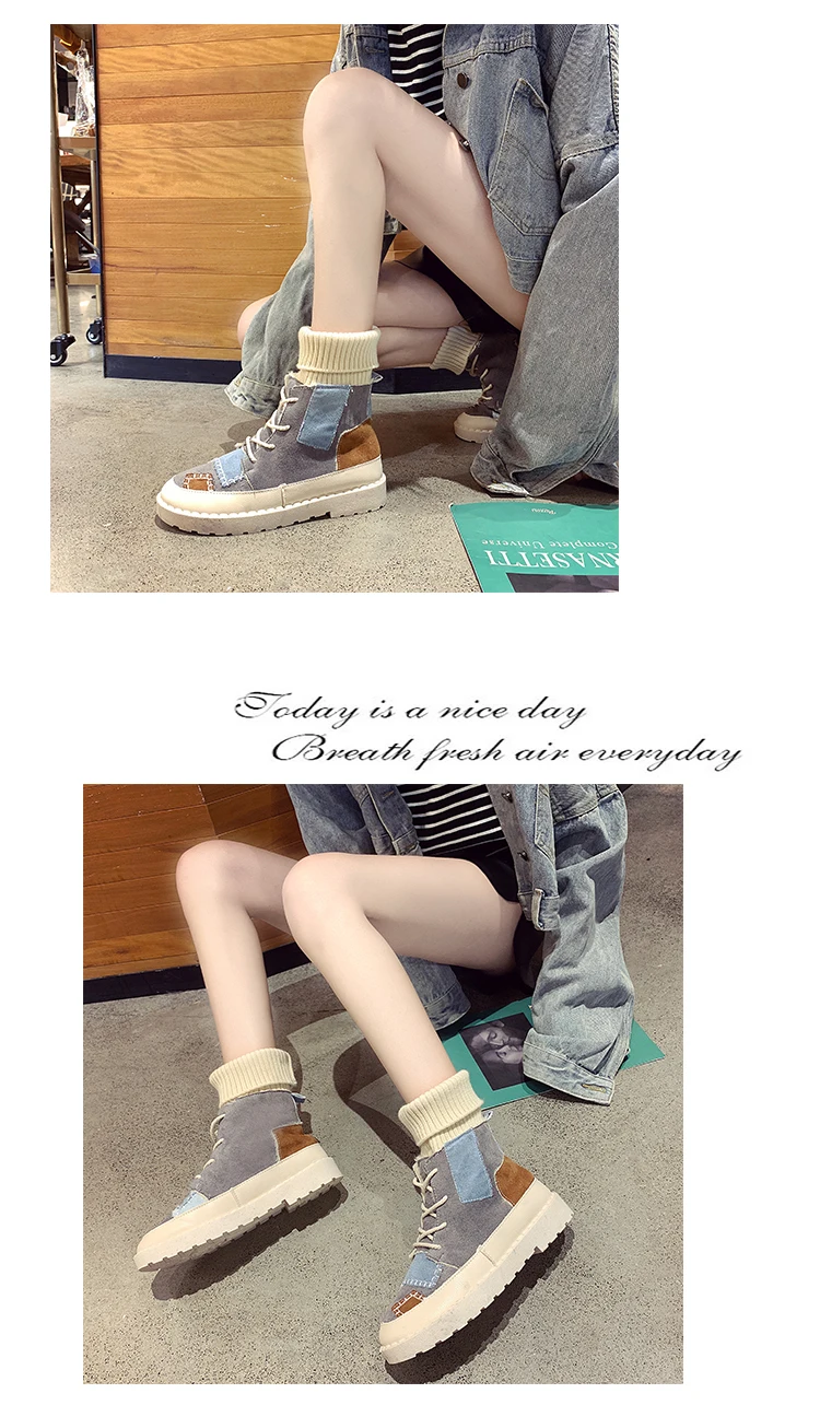 Chaussures femme/зимняя обувь; женские высокие Лоскутные кроссовки; коллекция года; модная женская обувь на танкетке; женская обувь на платформе