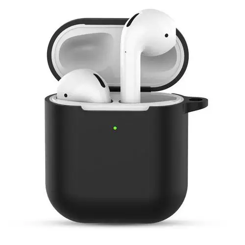 Для Airpods 2 TWS Портативный Силиконовый чехол для беспроводной bluetooth-гарнитуры защитный чехол анти-потеря наушники коробка аксессуары - Цвет: 07 black