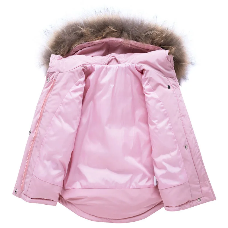Г. Зимняя куртка для мальчиков и девочек, детские пуховики Детский комбинезон с капюшоном, зимний костюм, парка с натуральным мехом, пальто Новогодний комплект одежды