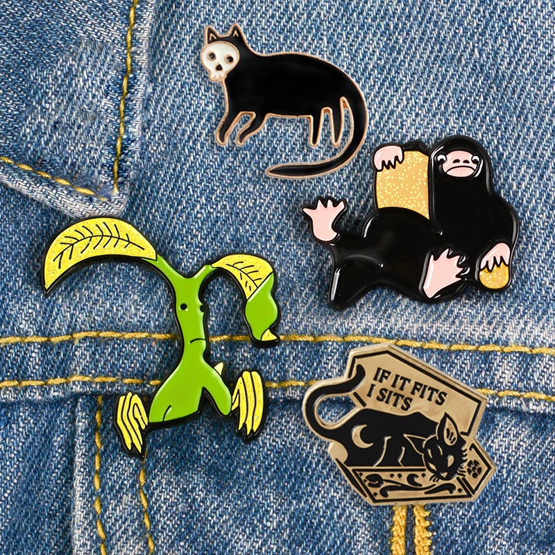 Niffler Pickett эмалированная булавка волшебные заколки с животными броши в виде черепа