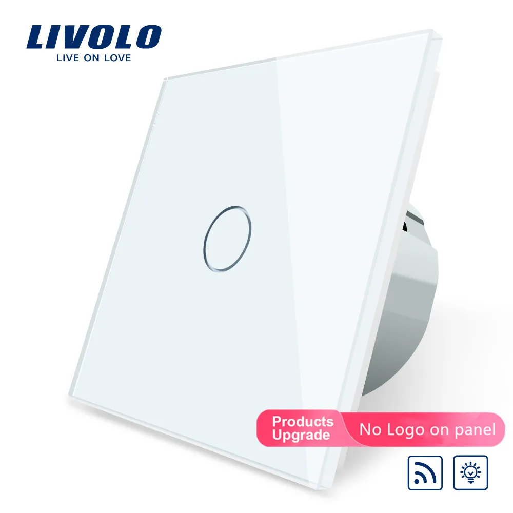 White-No logo Livolo/Стандартный переключатель, 220~ 250 V, пульт дистанционного управления и функцией затемнения настенный светильник переключатель, C701DR-1/2/3/5(без пульта ДУ), без логотипа - Цвет: White-No logo