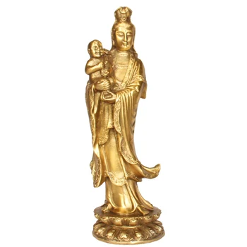 

LAOJUNLU Bronze Pure Copper Songzi Guanyin Stand Help Pregnant Children Guanyin Bronze Statues Crafts Ornaments