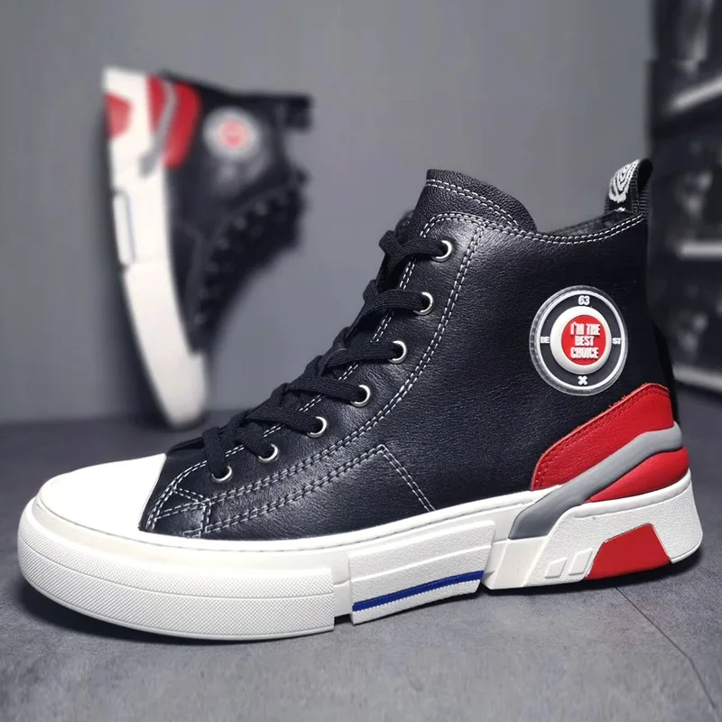 

2019 Autumn & Winter New Style Mid-top Shoes Men's Casual Sports Skateboard Hight-top Korean-style Ozhouzhan Trend Street Snap B