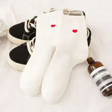 5 пар корейских женских Хлопковых Носков, милые чулочно-носочные изделия в стиле Харадзюку с сердечками