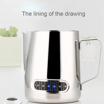 

Thermometer Milk Jugs Coffee Pitcher Stainless Steel Espresso Frothing Jug Cup Pull Flower Coffee Milk Foam Mug