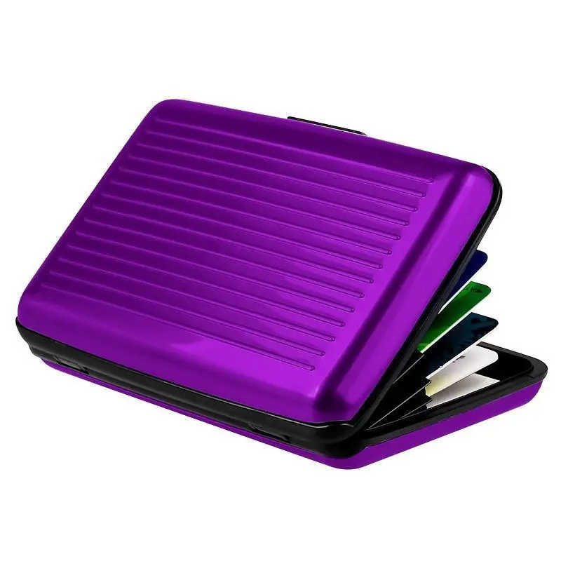 Держатель для карт, тонкий, анти-сканирующий, Rfid, защищающий, для путешествий, Id, держатель для карт, визитная карточка, упаковка, рукав, подарки - Цвет: Фиолетовый