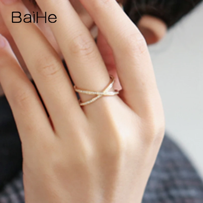 BAIHE Solid 14K желтое золото 0.39ct круглый H/SI природные бриллианты свадебные женские