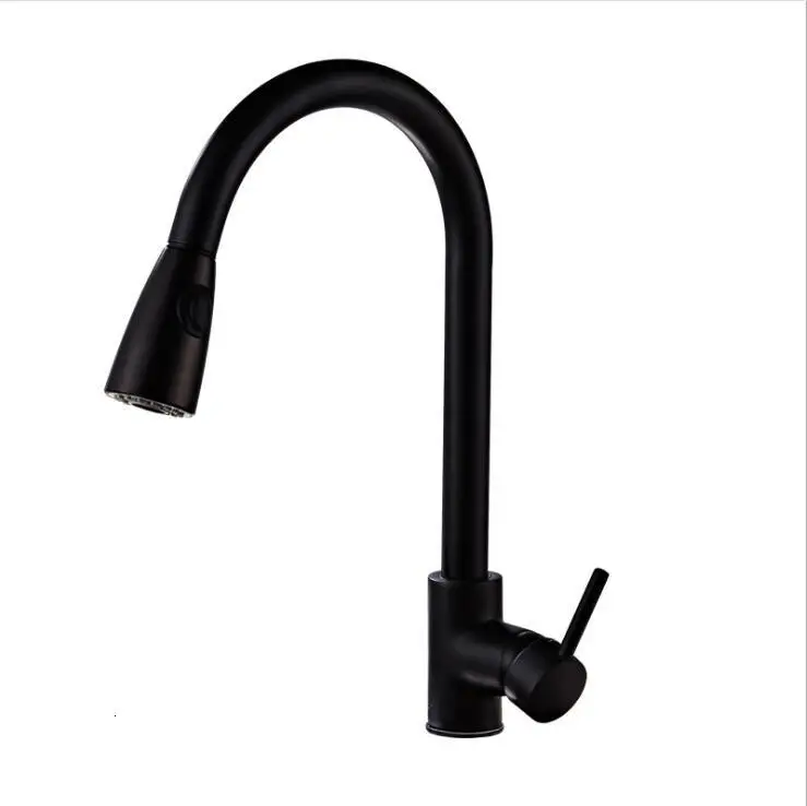 Черный Дракон масло Двойной выход 360 смеситель для кухни - Цвет: pull out faucet