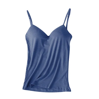

Beautiful Womens Comfy Vest with Built in Bra V Neck Sleeveless Adjustable Strap Tank Top LXH