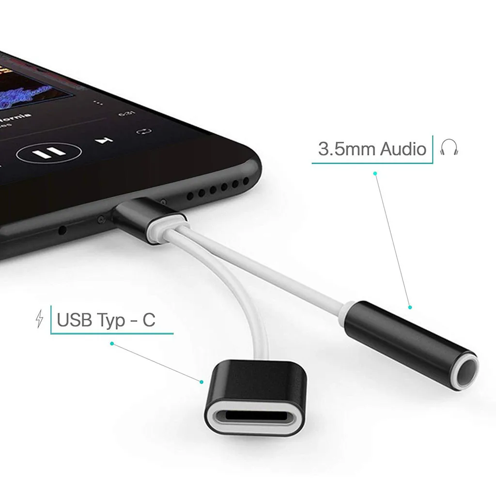 Для samsung Galaxy S10/S9 plus 2 в 1 usb type-C до 3,5 мм разъем AUX аудио сплиттер конвертер адаптер, зарядный кабель для huawei P9