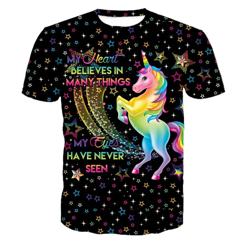 

Rainbow Unicorn Print Fashion Short Sleeve T-Shirt EUR Size