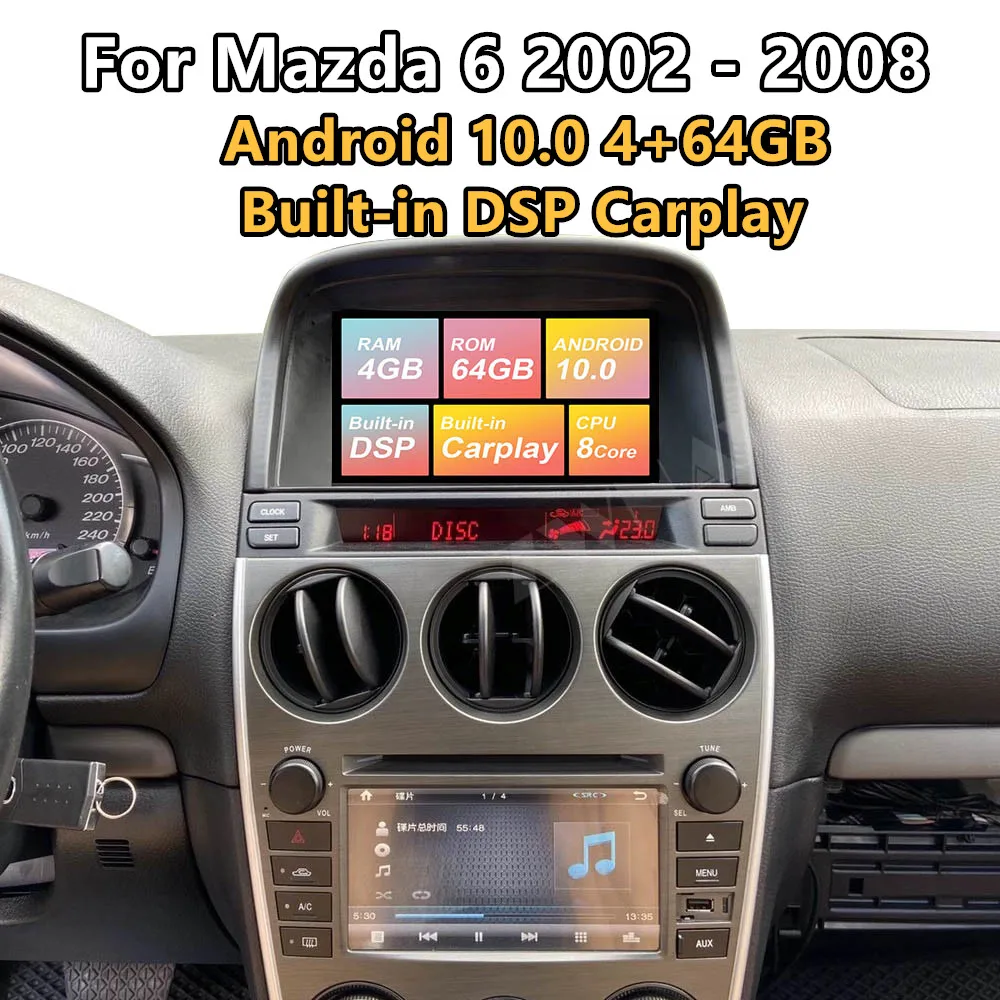 For Mazda 6 Android Multimedia Player Radio 2002 - 2008 cassette recorder Autoradio Head unit Car Stereo Audio GPS Navigation