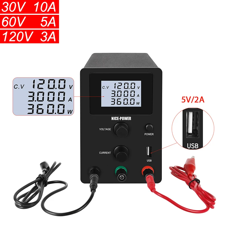 

Newest LCD lab switching power supply adjustable source 30 v 10a voltage stabilizer 60V 5A DC regulated power supplies 120v 3a