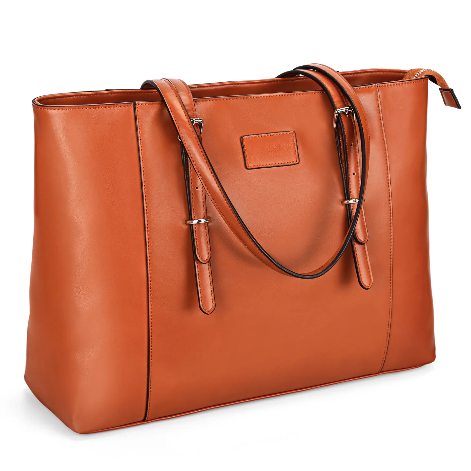 

HUGWISER Women One-shoulder Bag European and American Retro Notebook Handbag PU Totte Bag Business Travel Shopping Solid