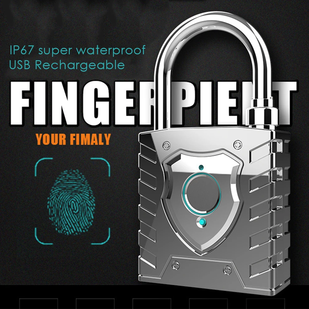 

Office Anti Theft USB Rechargeable Security Home Electronic Fingerprint Smart Padlock Quick Unlock Door Lock Keyless Zinc Alloy