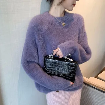 

Women's Loose Knitted Sweaters Lazy Wind Pullovers Literary Style Winter Girl 2020 French Casual Solid Color Sweater Female