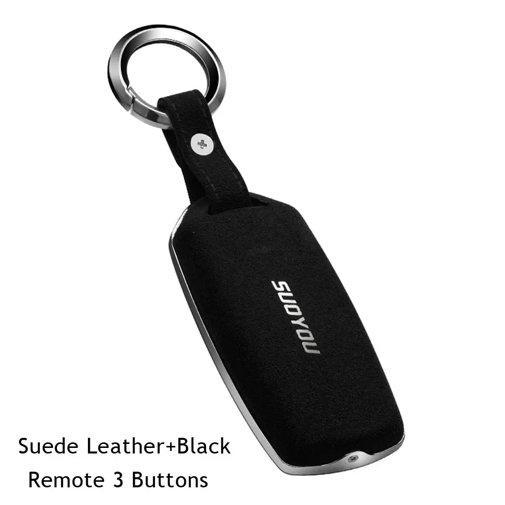 Замшевый кожаный чехол для автомобильных ключей для Volkswagen Touareg, брелок с 3 кнопками, брелок для ключей, чехол для ключей с дистанционным управлением, спортивная защита - Название цвета: Option 1