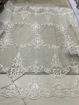 

Sequence Swiss voile embroidered cord African french net sequins lace fabric high quality sequins tulle mesh lace