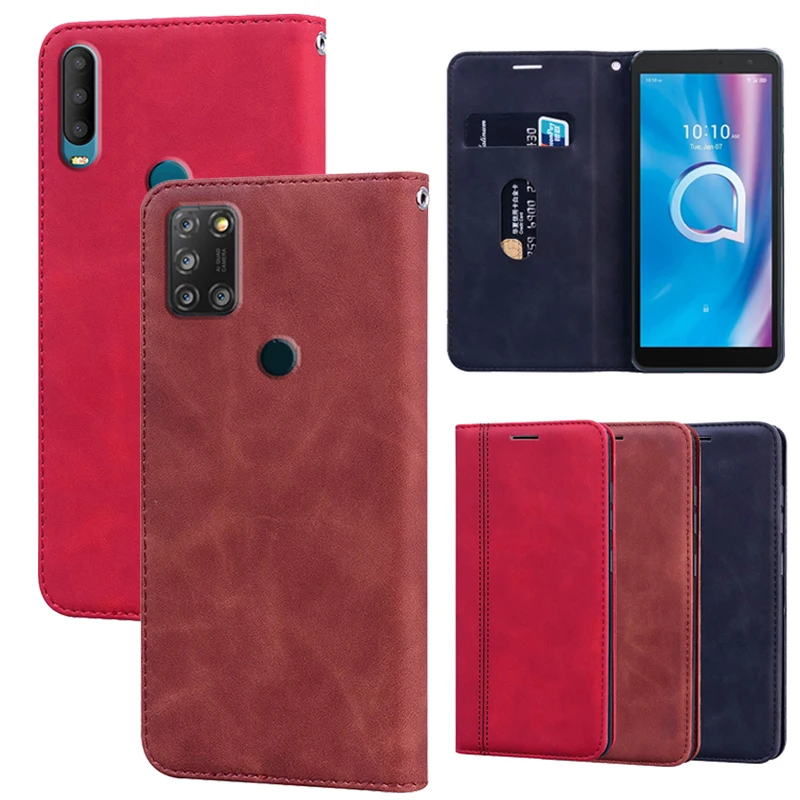 Кожаный чехол для Alcatel 1A 1B 1SE 1V 3L 3X 2020 телефона чехол-бумажник флип-чехол 5002 5007 5028 5029
