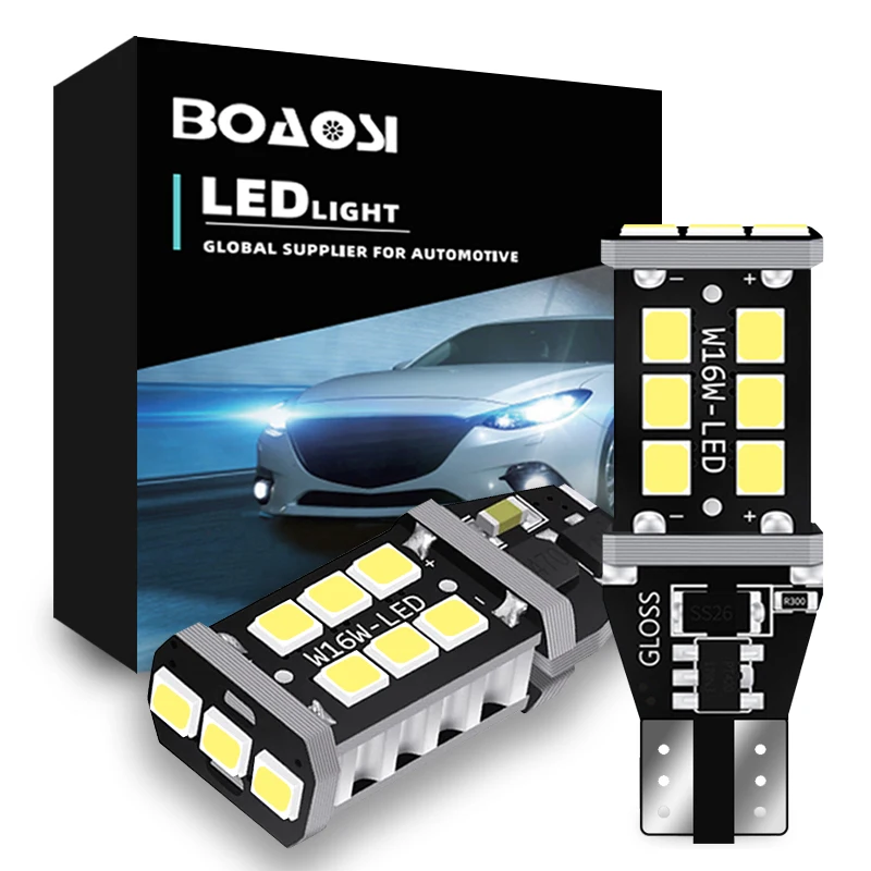 BOAOSI 2x Canbus T15 светодиодный фсветильник заднего хода W16W 15SMD Автомобильный задний
