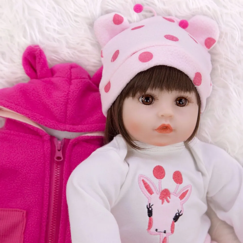 48 см, кукла для новорожденной девочки, кукла с розовым жирафом, 3/4 силикон, Реалистичная Детская кукла с длинными волосами, принцесса, кукла