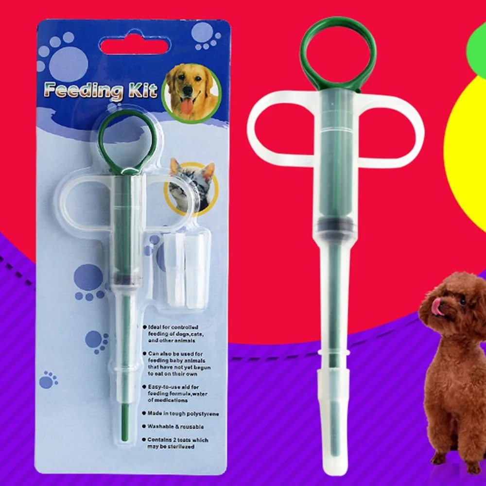 

Cats Dogs Pets Universal Tablet Medicine Feeder Needle Feeding Sticker Type Pills Dispenser Feeding Medicine Applicator Plastic