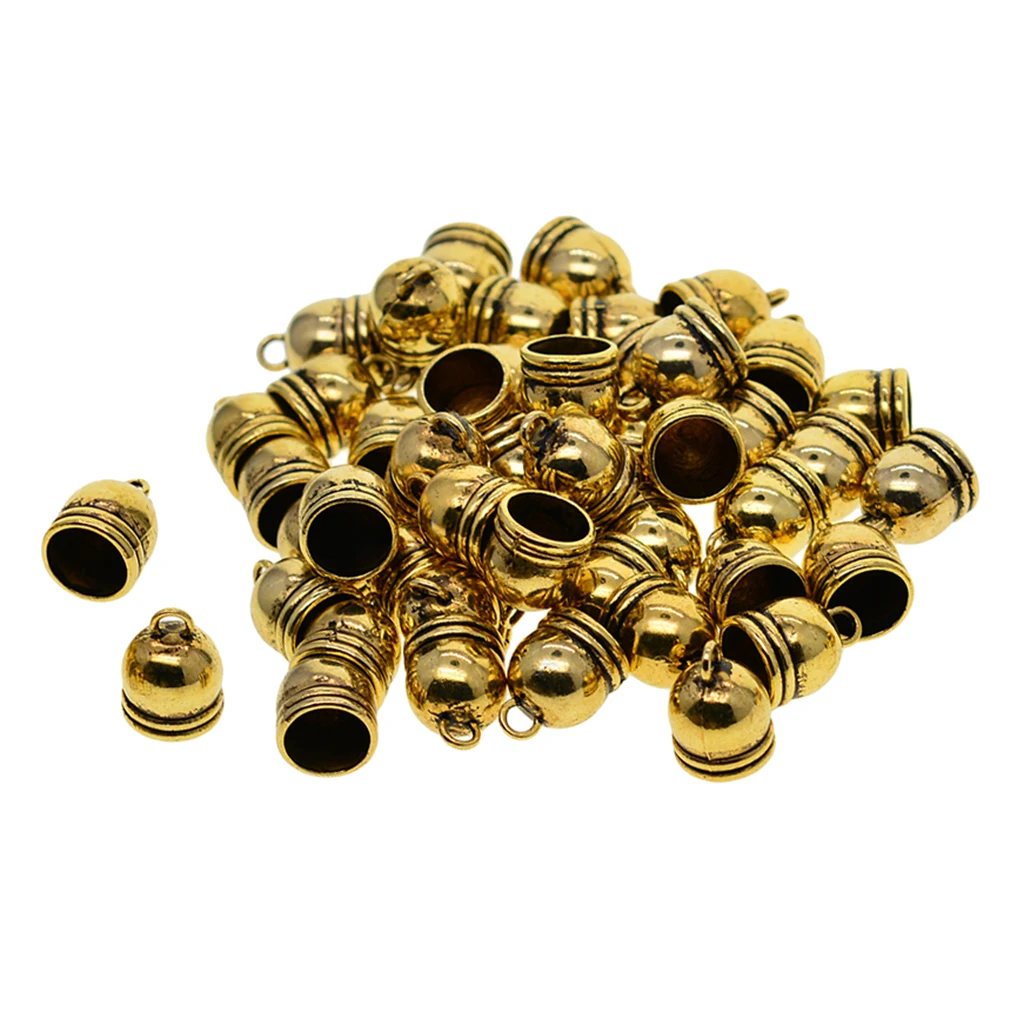 50pc Bell End Cap Bead Stopper Fit 10mm Leather Taseel Cord DIY Jewelry Findings