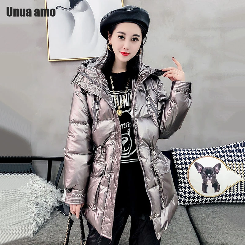 Unua Doudoune A Capuche Pour Femme Manteau Long Mince Parka Streetwear Mode Brillant Rembourre Collection Hiver 2021 Aliexpress