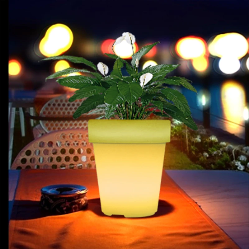 Led Outdoor Plastic Luminous Flower Pot Lamp Garden Planting Cultivation Pot Color Charging Decoration Christmas Lights solar lamp for garden decoration solar camping light charging tent lamp waterproof multi function charge mobile phones